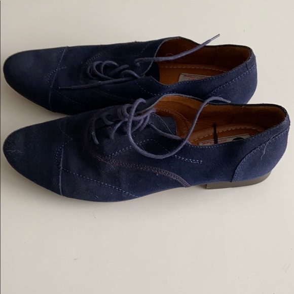 Lanvin Blue Suede Brogue Oxford Shoes Size 9.5 - Picture 2 of 8